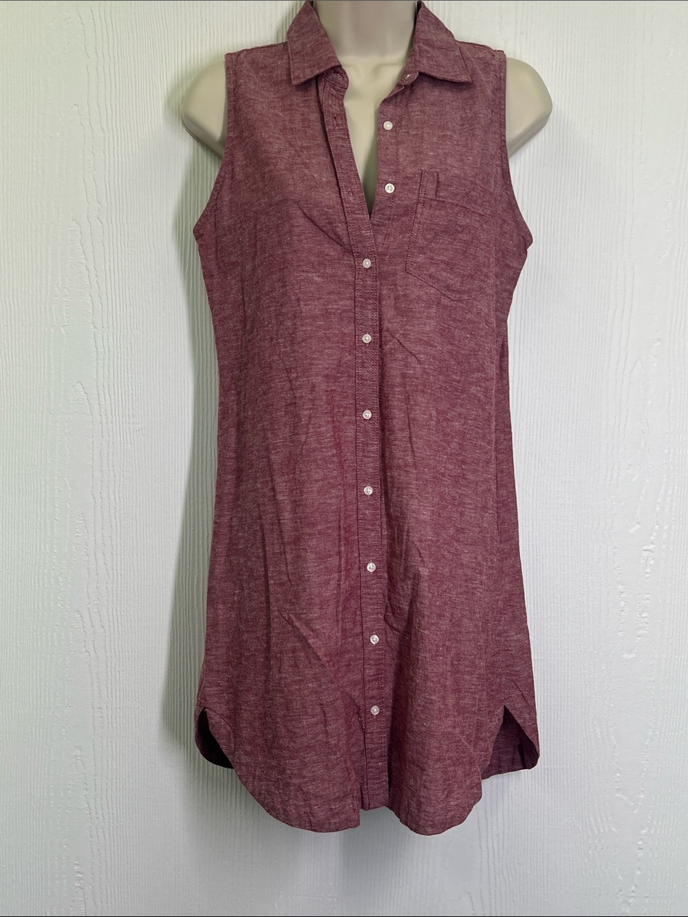 Abercrombie & Fitch - Red Button Down Collared Sleeveless Mini Dress Size XS